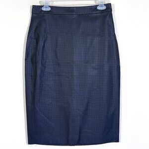 Banana Republic Perforated Faux Leather High Waist Black Pencil Skirt Size 8
